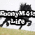 Pixelated black-and-white icon shows a cartoon character with dark hair and glasses running left to right, overlaid by bold text reading 'Donny M 4 Life' on two horizontal bars.