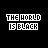 Pixelated text 'THE WORLD IS SLACK' repeated in white and red across a black background with scattered red symbols.