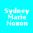 Four pixelated text display 'Sydney Marie Noxon' in white on cyan, teal, dark brown, and teal backgrounds