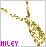 Pixelated golden saxophone with 'MILEY' text in pink, blue, and green across three