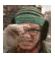 Animated sequence showing a person with a green headband and glasses transitioning between blurred and clear facial views.