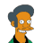 A 3x2 contact sheet of a pixelated animated icon featuring The Simpsons Movie branding with character faces and donut-shaped letters, displayed on a gray transparency background.