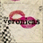 Pixelated image with pink lips and text reading 'veronicas' on a light background, surrounded by green text on black background.