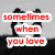 Red text on a grayscale background with black silhouettes of two figures, displaying four phrases about love and self-care.
