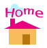 Pixelated house with pink roof and brown door under 'Home' text; left frame shows closed door, right frame shows open door.