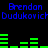 Blue text reading "Brendan Dudukovitch" appears twice at top and bottom, with green horizontal bars shifting positions between frames.