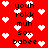Red background with white pixelated hearts and black text reading 'youh rokk muh sox babe' in a repeating pattern.