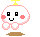 Pixelated character with white body, pink cheeks, black eyes, yellow antenna, and brown base in four variations including one red heart.