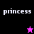 Four quadrants display 'princess' text with a star icon; top-left black background has pink star, bottom-left pink background has black star, top-right and bottom-right purple backgrounds have white text.
