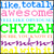 Pixelated text in multiple colors arranged in horizontal bands on a white background, each band displaying a distinct phrase.