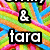 Pixelated graphic with white text on a multicolored tie-dye background featuring pink, yellow, green, blue, and orange hues.