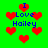 Green background with red heart shapes and blue text reading "I Love Hailey" in pixelated font.