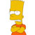 Pixelated yellow-skinned cartoon character with large eyes, orange shirt, and brown hair, standing against white background.