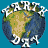 Animated Earth Day contact sheet showing 10 sequential frames of a rotating globe with "EARTH DAY" text in pixelated white letters against a solid blue background.