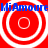 Red background with four white concentric circles arranged in a , overlaid by blue text reading "MiAmoureMiAmoure" repeated twice horizontally