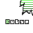 Pixelated green and black striped icon with jagged bottom edge, displaying sequential color variations in the lower-left corner