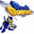 Pixelated character with blue armor and yellow accents holds a large orange-yellow flag on white background, next to text reading "Wanna Bop Now?" on yellow and "Time To Rock With the Freddy Buck Bundle" on blue.