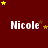 identical 'Nicole' text labels on a dark red background with scattered yellow and brown stars