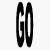 A static contact sheet showing two frames of a black-and-white text-based icon with "GO" on the left and "DAWGS" on the right, displayed in bold pixelated letters against a white background with gray transparency overlay.