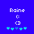 Blue background displays 'Raine' text above a smiley face and three blue stars with cyan accents.