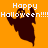 Pixelated ghost icons on orange background with "Happy Halloween!!!!!" text, showing color variations across frames.
