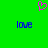 Green background with a pink pixelated heart icon above two blue 'love' text elements.