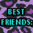 six pixelated buddy icons with text labels over various patterned backgrounds