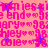 A static image with a repeating pattern of pink text and blue stars on a light red background.