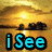 A four- shows a sunset scene with text overlays and an eye image, where the top-right contains blue text reading 'your eyes' over a close-up of an eye