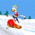 Animated contact sheet showing a cartoon horse skiing on snow with a red and yellow sled across six frames.