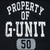 Static pixelated icon with white text on dark background reading PROPERTY OF G-UNIT 50