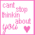 Pixelated pink text on white background with a heart symbol, showing two variations of the phrase "cant stop thinkin about you" and "james".