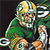 Pixelated static image of a football player in green uniform with yellow helmet, partially visible number 2 on jersey, and