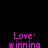 Pixelated pink text on black background with gray rectangle, displaying partial phrases 'Love winning', 'Soccer winning', and 'all I will'.