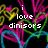 Pixelated text and colorful abstract shapes on a black background with animated color shifts.