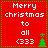 Red square icon with white text 'Merry christmas to all <333' and green pixelated tree symbols, arranged in a with dotted green borders