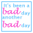 A 5x5 contact sheet of animated frames showing text-based buddy icons with blue and pink color scheme, displaying variations of "It's been a bad day another bad day" and "And all I want to do is look at you and know I'm okay" in different frame combinations.