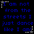 Blue pixelated text on black background with white star and gray dot accents, repeating 'I am not from the streets I just dance like I am!' in a pattern