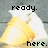 A four- shows a yellow and white object with pixelated text changing : 'ready.', 'or.', 'here.', 'i.', 'not.', 'come'