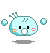 A 2x2 contact sheet of four pixel art frames showing a light blue cartoon character with antennae, cheeks, and changing facial expressions across the animation sequence.