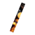 A vertically oriented, pixelated object with a gradient of brown, orange, and black hues against a white background.