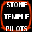 Four identical red-outlined rounded squares on black background, each containing white text STONE TEMPLE PILOTS in stacked