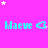 A bright pink background with scattered white and light pink stars, featuring repeated cyan text 'Maeve' followed by a cyan heart symbol in three