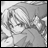 A 48x48 pixel grayscale buddy icon featuring a character with long hair and closed eyes on the left, paired with "Anime IM" text in white pixelated font on black background on the right.