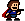 A 4-frame pixel art animation of a cartoon character with brown hair, blue shirt, red cape, and black boots holding a gun-like object against a gray background.