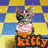 A static image of a cat wearing a pink dress holding an ice cream cone, with 'kitty' text below it.