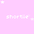 A static image with a light purple background featuring repeated white text 'shorttie' and scattered small white stars.