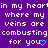 Purple background with white pixelated text reading "in my heart where my veins are combusting for you" and a blue heart symbol at the bottom right.