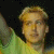 A pixelated contact sheet showing two frames of an animated icon with a person on the left and green text on the right against a dark background.