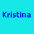 Blue pixelated text 'Kristina' on cyan background next to a wolf howling at dark sky.